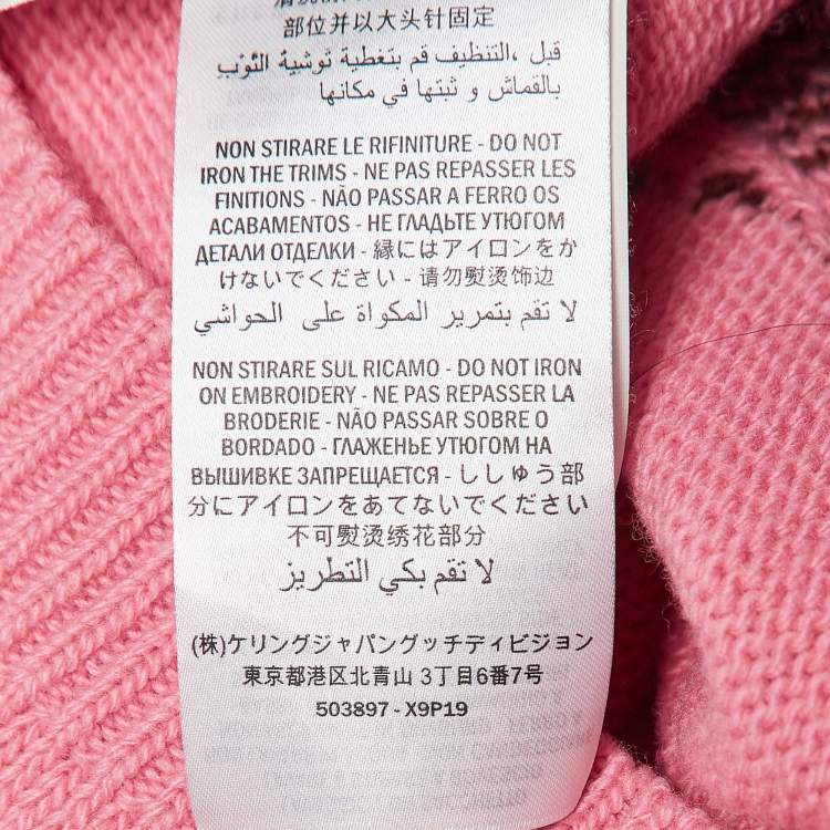 Pre Owned Gucci Pink Embellished & Patterned Wool Knit Sweater XL