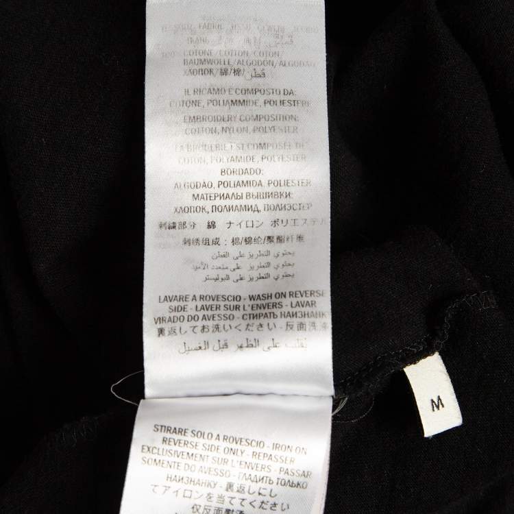Pre Owned Gucci Black Logo Print Distressed Cotton T-Shirt M