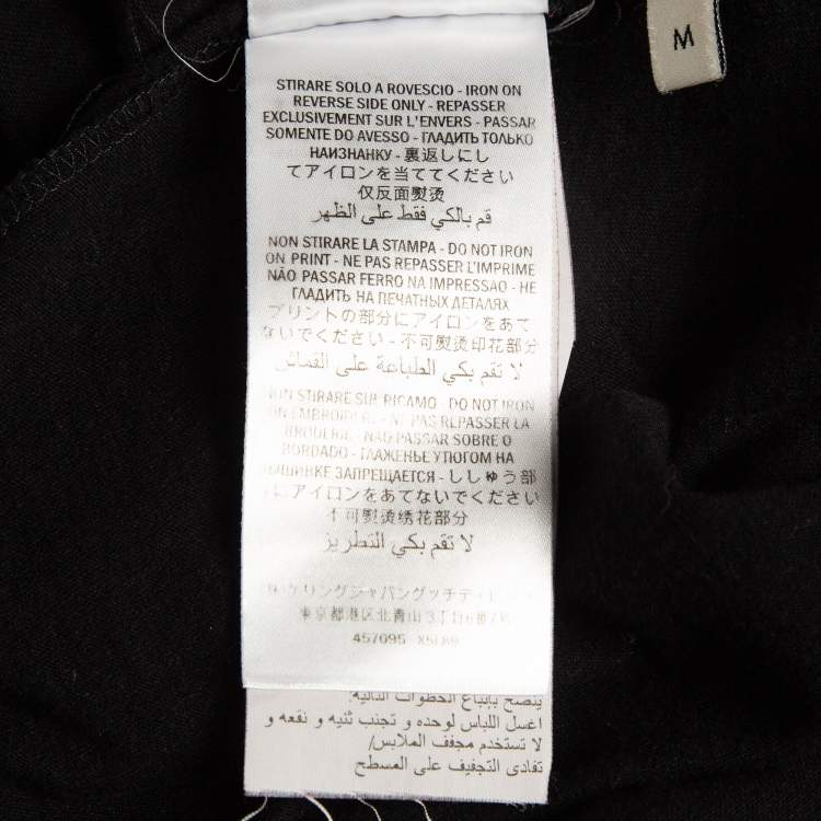 Pre Owned Gucci Black Logo Print Distressed Cotton T-Shirt M