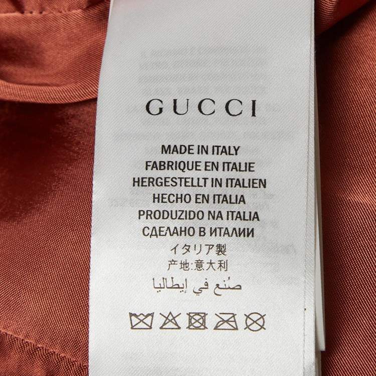 Pre Owned Gucci Beige Logo Studded Genuine Leather Belted Jacket M