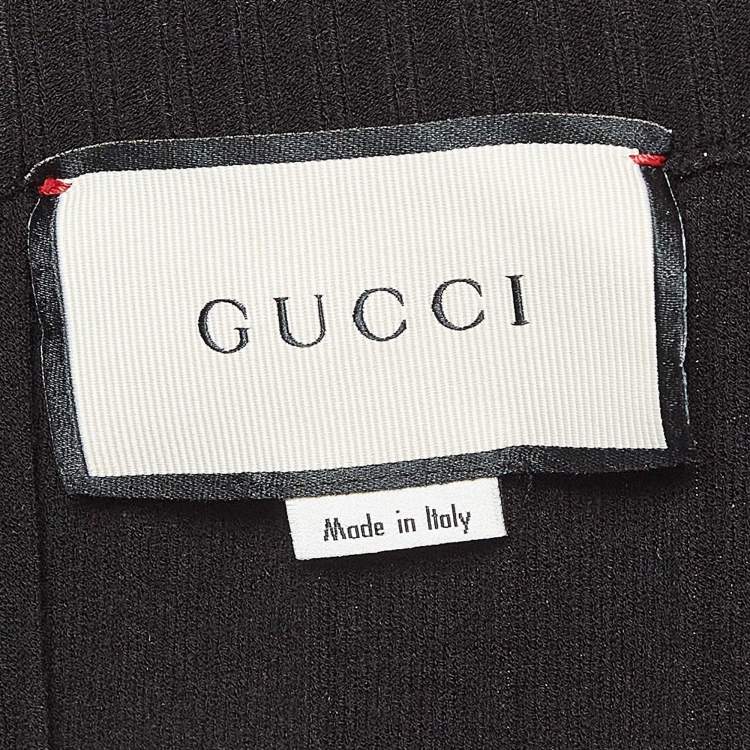Pre Owned Gucci Black Stretch Knit Rhinestones Detail Pants S