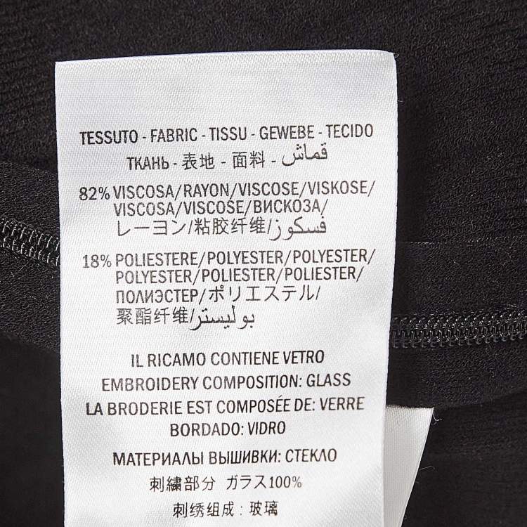 Pre Owned Gucci Black Stretch Knit Rhinestones Detail Pants S