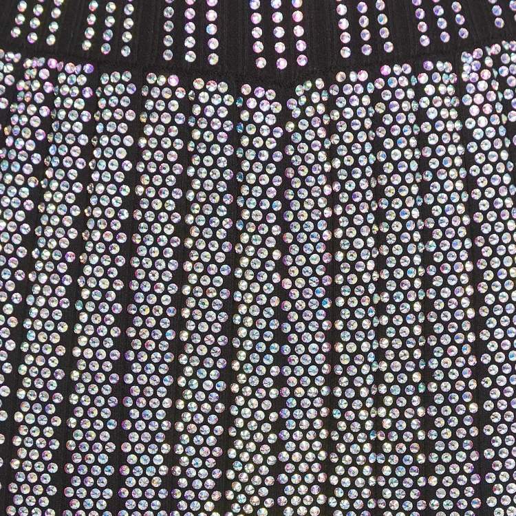 Pre Owned Gucci Black Stretch Knit Rhinestones Detail Pants S