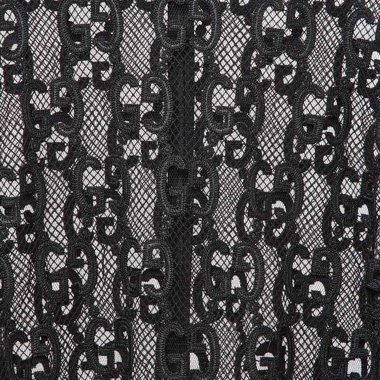 Pre Owned Gucci Black GG Macrame Lace Short Dress M