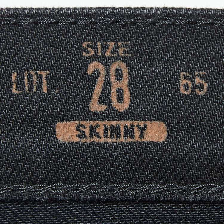 Pre Owned Gucci Black Angry Cat Applique Denim Skinny Jeans M Waist 28"