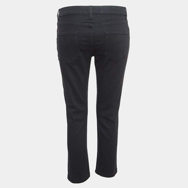 Pre Owned Gucci Black Angry Cat Applique Denim Skinny Jeans M Waist 28"