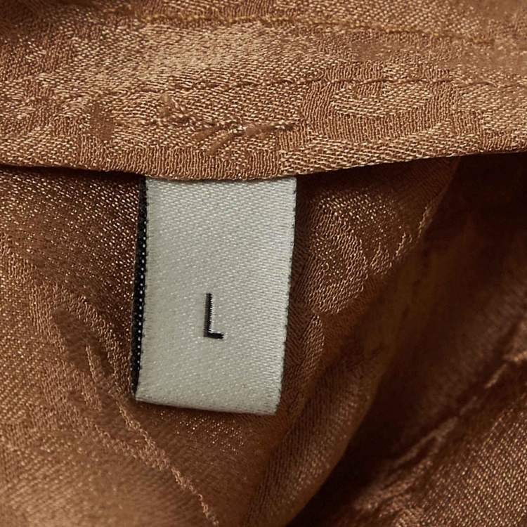 Pre Owned Gucci Beige GG Lace Trim Silk Camisole Top L