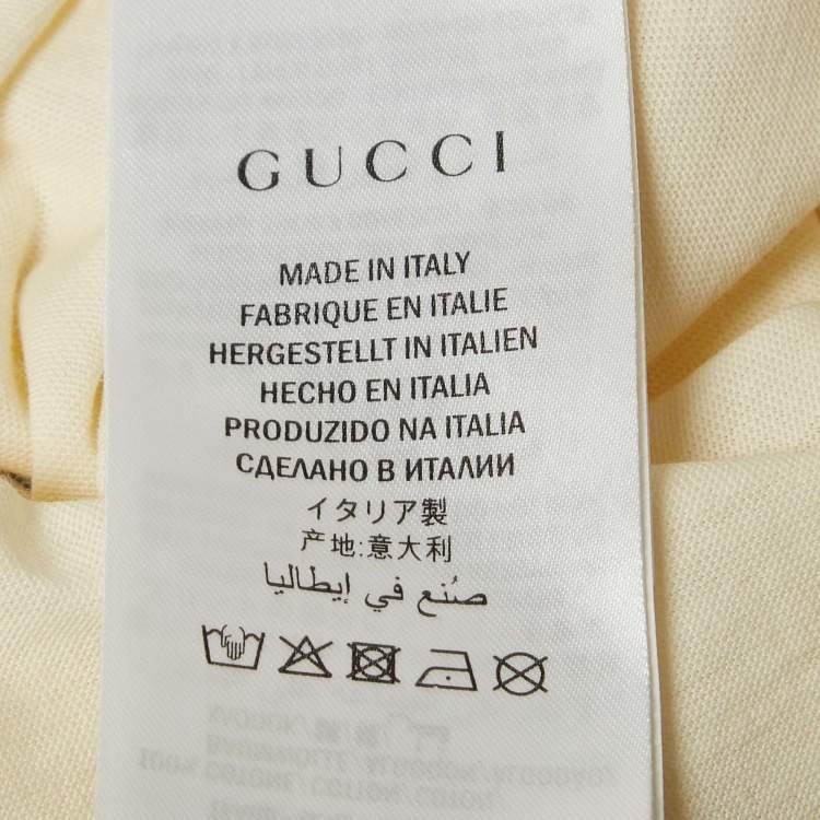 Pre Owned Gucci Cream Mouth Print Cotton Knit Crew Neck T-Shirt S