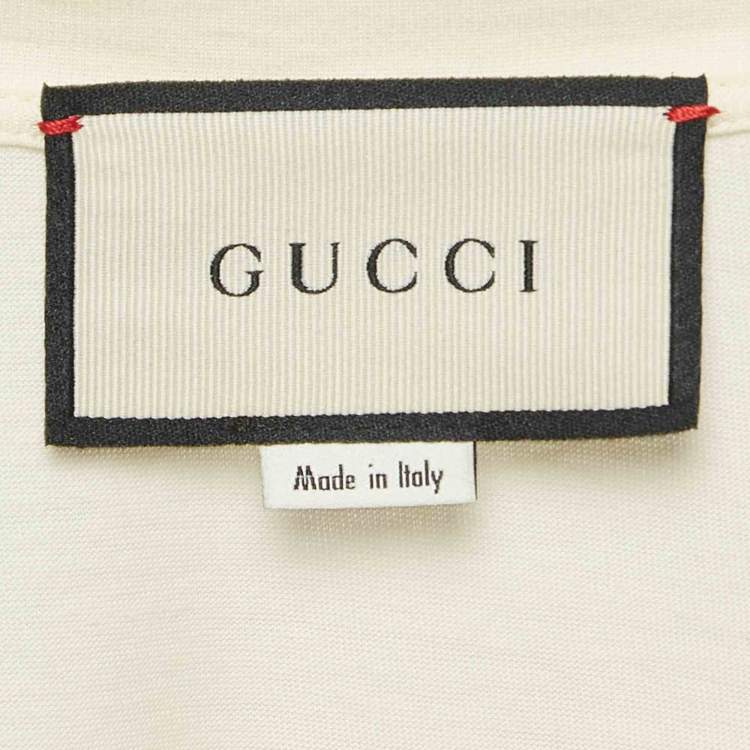 Pre Owned Gucci Cream Mouth Print Cotton Knit Crew Neck T-Shirt S