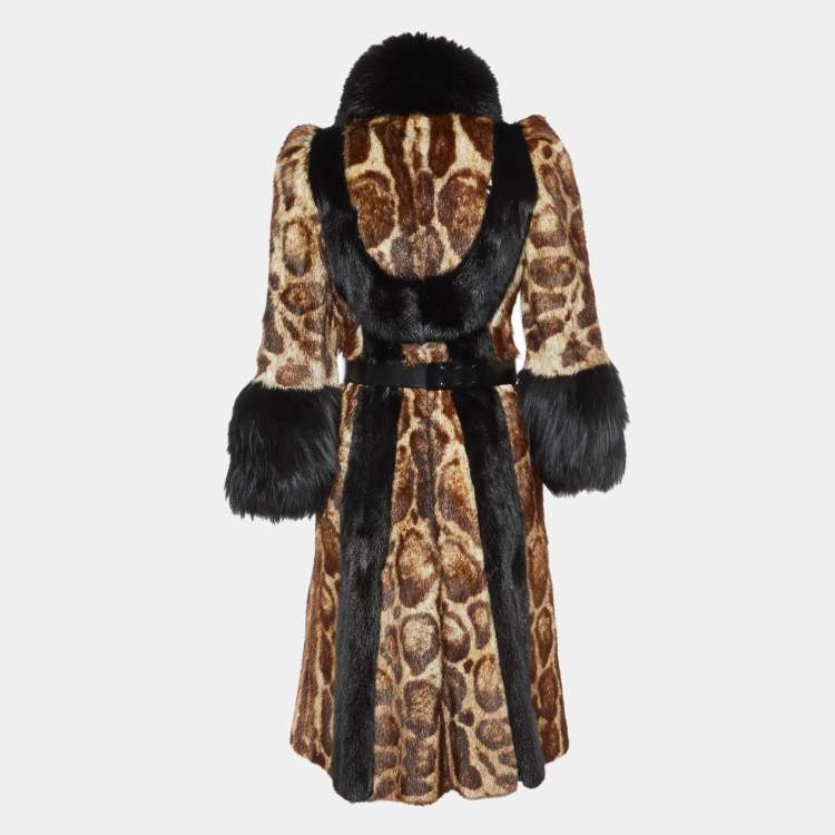 Gucci Brown Black Fur Belted Long Coat M Gucci TLC