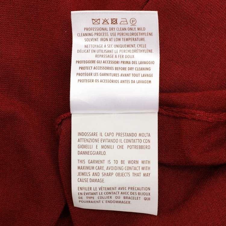Pre Owned Gucci Burgundy Silk & Wool Knit Midi Dress L