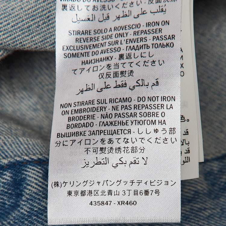 Pre Owned Gucci Blue Embroidered Denim Jacket M
