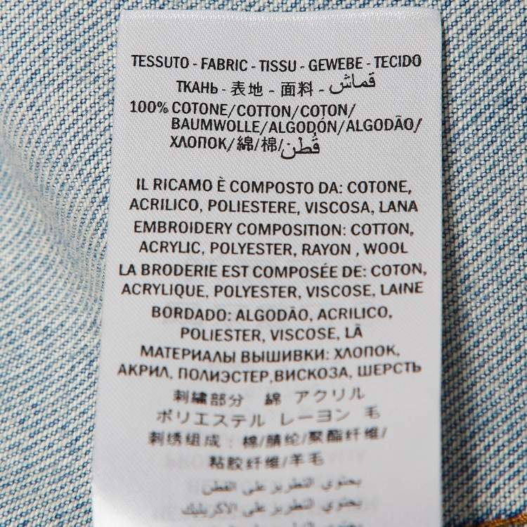 Pre Owned Gucci Blue Embroidered Denim Jacket M