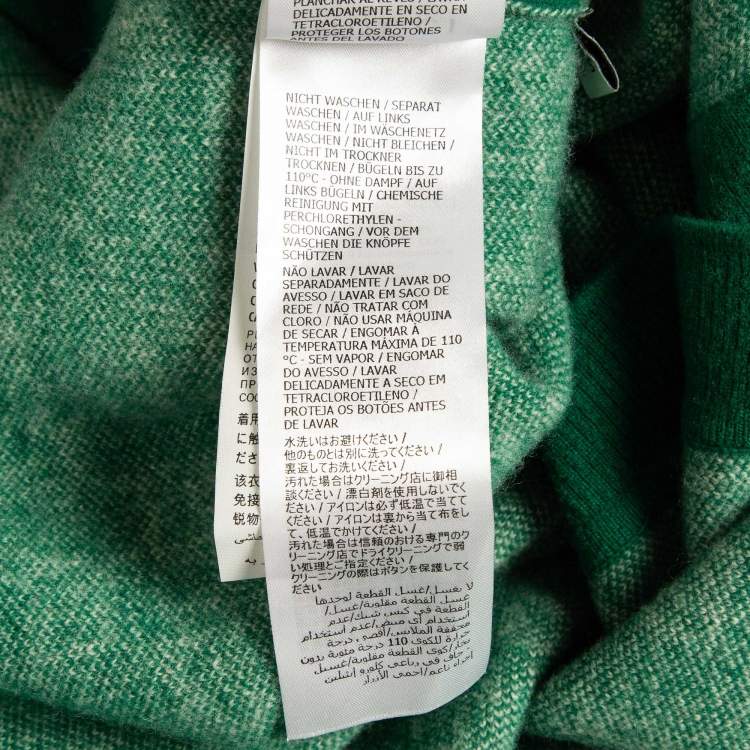 Pre Owned Gucci Green GG Patterned Wool Knit Belted Long Cardigan S
