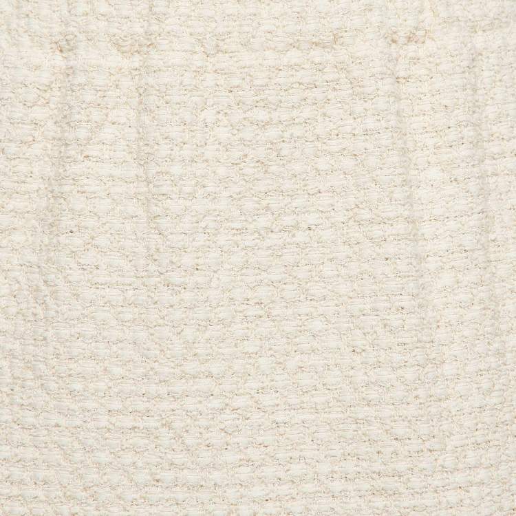 Pre Owned Gucci Cream Tweed Modern Future Embroidered Pencil Skirt M