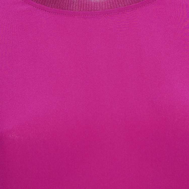 Pre Owned Gucci Magenta Pink Silk Open Back T-Shirt S