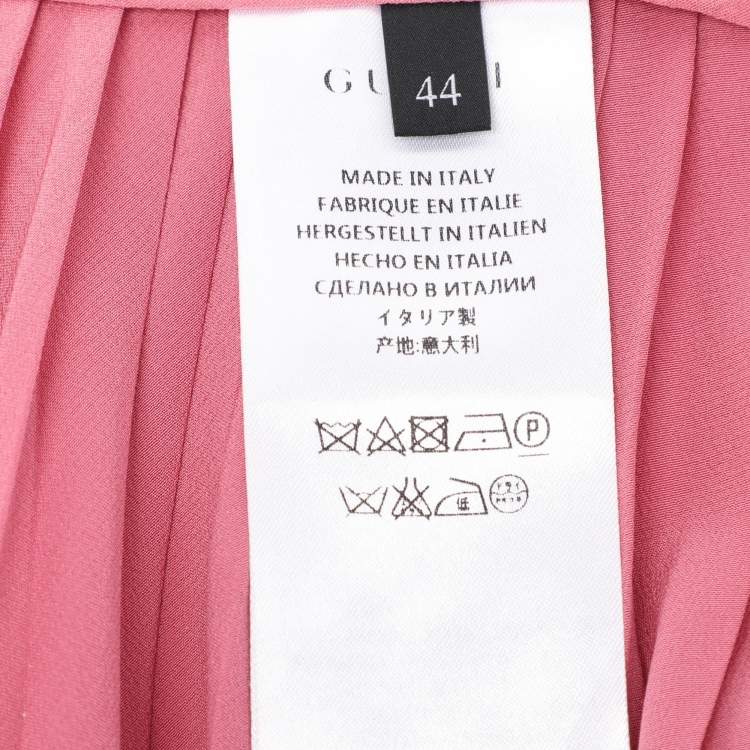 Pre Owned Gucci Pink Pleated Silk Midi Skirt M