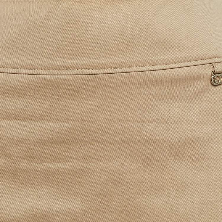 مملوكة مسبقًا Gucci Brown Cotton GG Badge Detail Knee-Length Skirt M