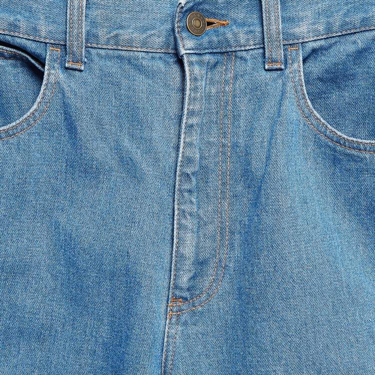 Pre Owned Gucci Navy Blue Denim Side Tape Detail Wide-Leg Jeans S