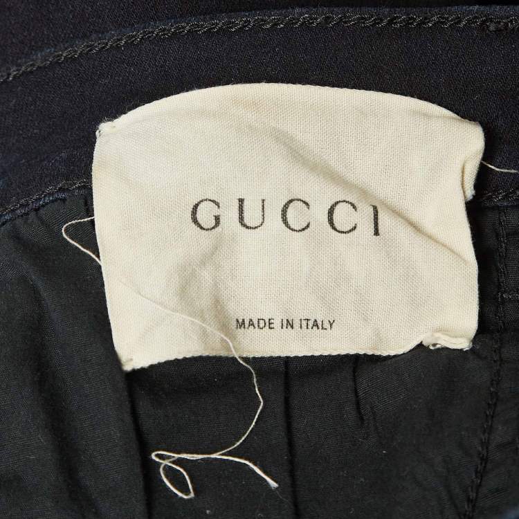 مملوكة مسبقًا Gucci Black Snake Applique Denim Skinny Fit Jeans S Waist 26"