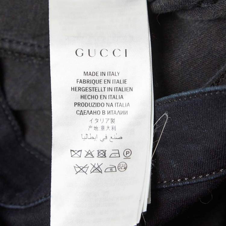 مملوكة مسبقًا Gucci Black Snake Applique Denim Skinny Fit Jeans S Waist 26"