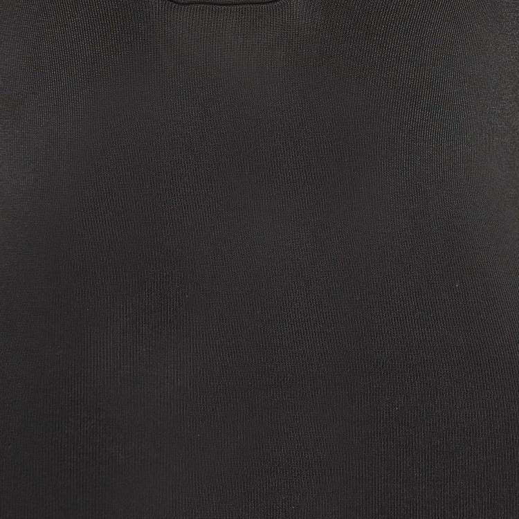 مملوكة مسبقًا Gucci Black Mesh Insert Rib Knit Short Sleeve Top S
