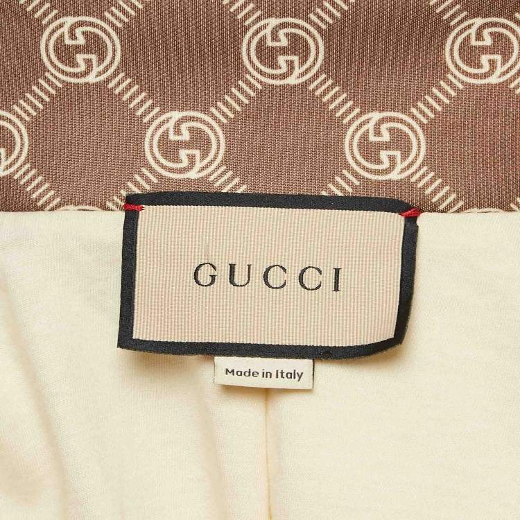 Pre Owned Gucci Olive Green GG Interlocking Print Jersey Cropped Jacket S