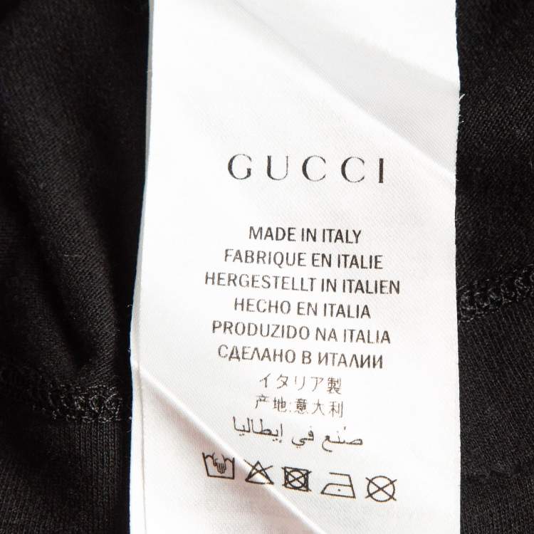 Pre Owned Gucci Black Logo Print Jersey Distressed T-Shirt M