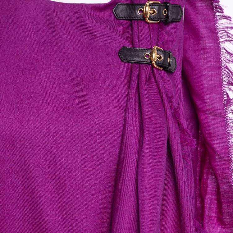 مملوكة مسبقًا Gucci Pink Leather Buckle Trim Gabardine Draped Short Dress S