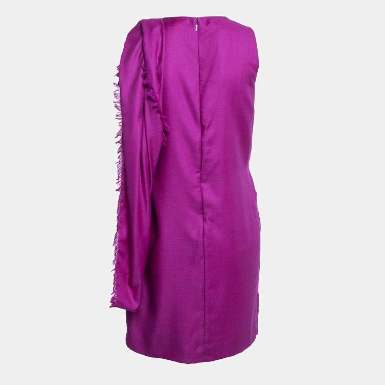 مملوكة مسبقًا Gucci Pink Leather Buckle Trim Gabardine Draped Short Dress S
