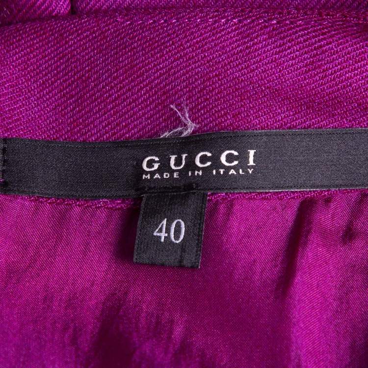 مملوكة مسبقًا Gucci Pink Leather Buckle Trim Gabardine Draped Short Dress S
