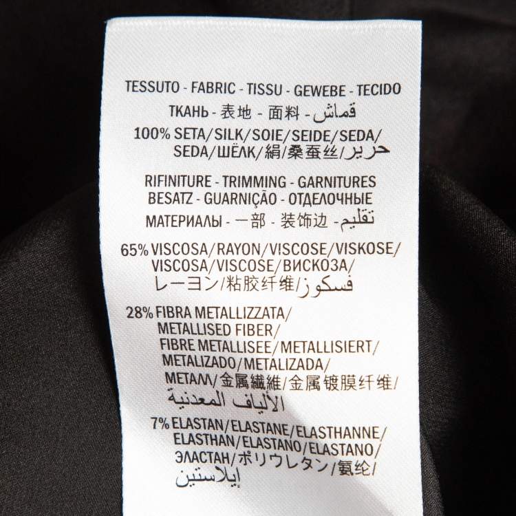 Pre Owned Gucci Black/Red Ghost Diamond Print Silk Lurex Knit Trim Detail Top L