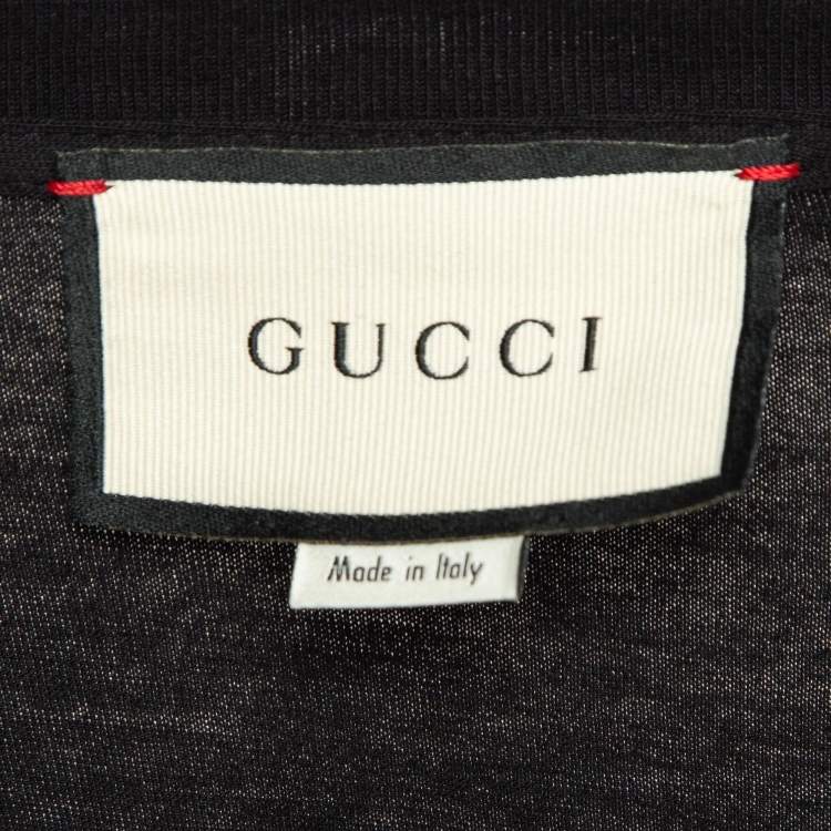 Pre Owned Gucci Black Logo Sequin Embroidered Cotton Oversized T-Shirt S
