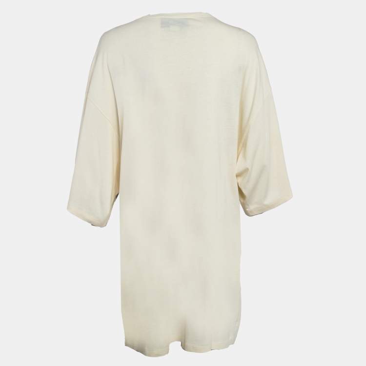 Pre Owned Gucci Cream Retro Logo Print Oversized T-Shirt Dress S