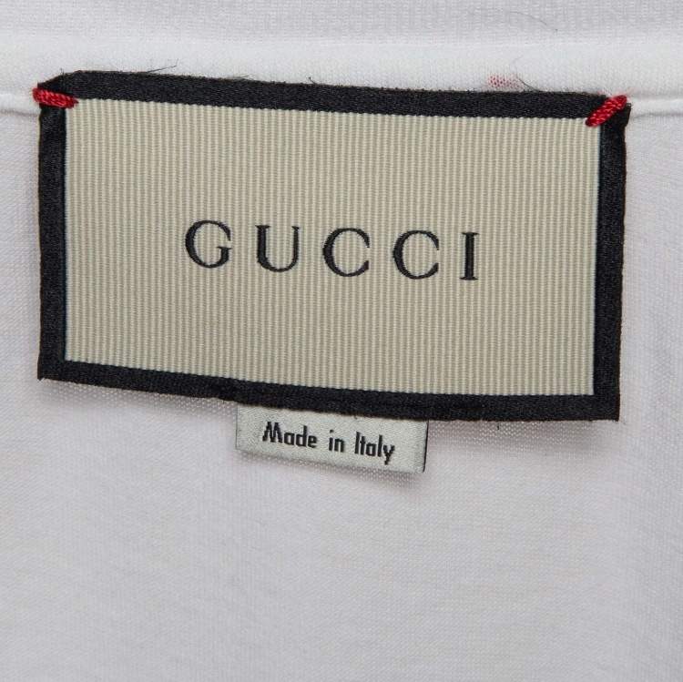 Pre Owned Gucci White Logo Print Cotton Jersey T-Shirt XL