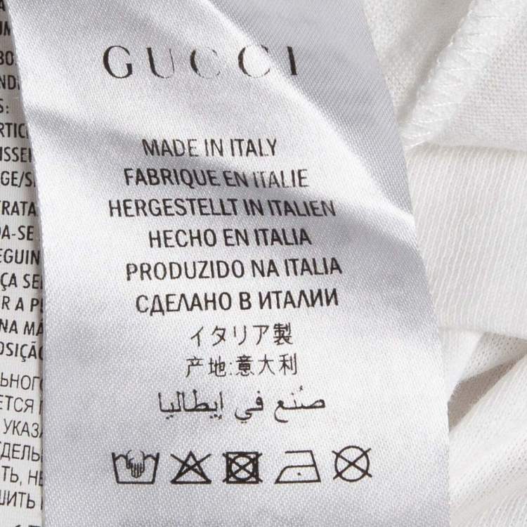 Pre Owned Gucci White Logo Print Cotton Jersey T-Shirt XL