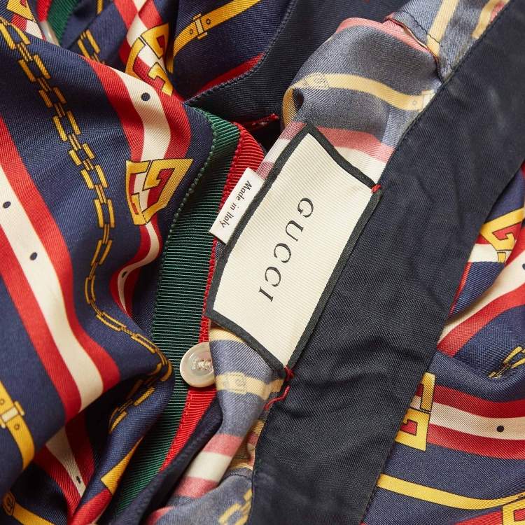 Pre Owned Gucci Multicolor Printed Silk Button Front Tunic S