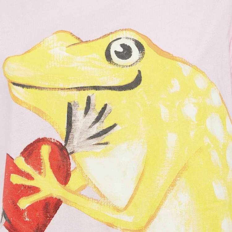 Pre Owned Gucci Pink Frog Print Cotton Knit T-Shirt S