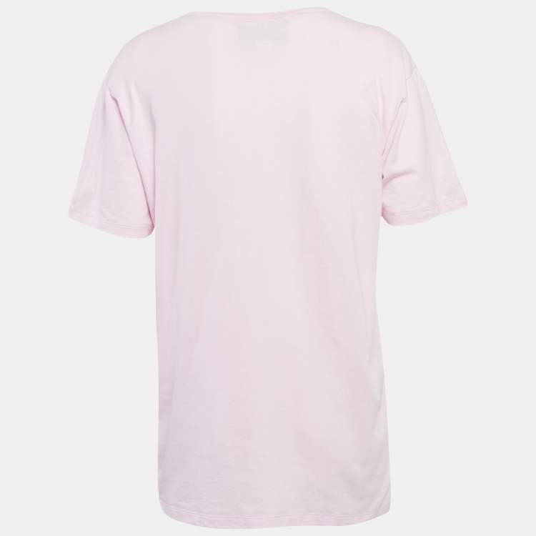 Pre Owned Gucci Pink Frog Print Cotton Knit T-Shirt S