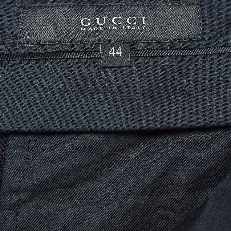 Pre Owned Gucci Black Wool Side Satin Trim Trousers M