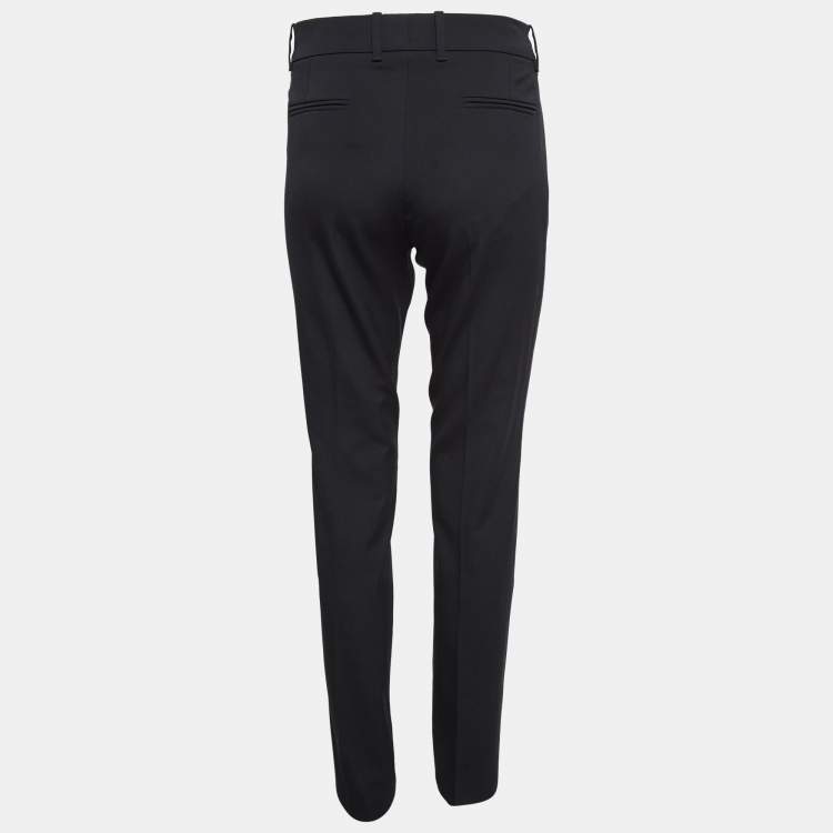Pre Owned Gucci Black Wool Side Satin Trim Trousers M