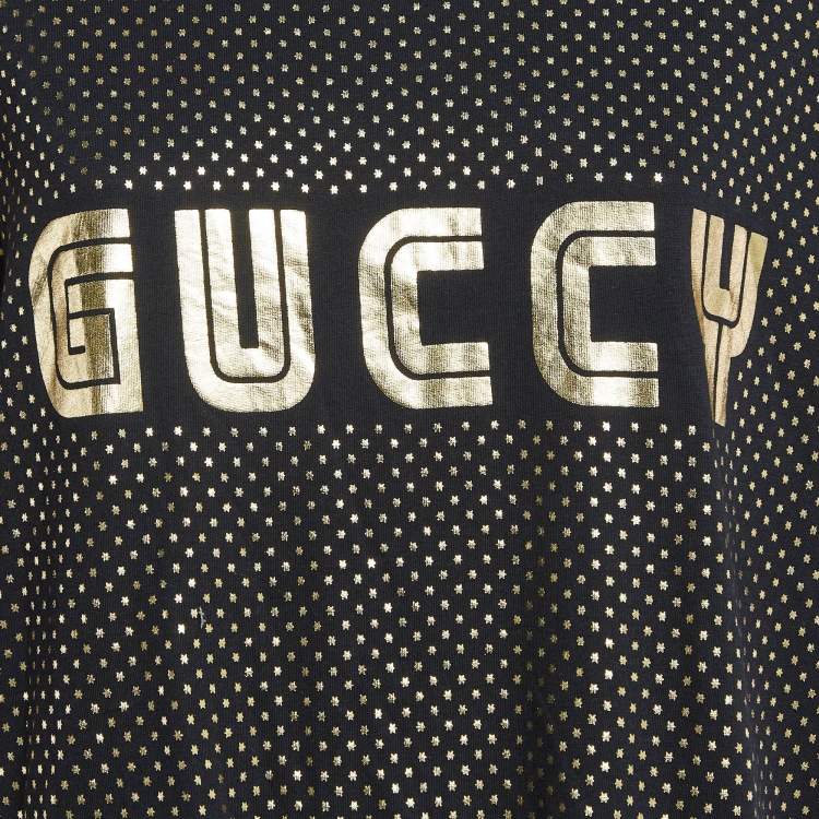 Pre Owned Gucci Black Star Print 'Guccy' Crew Neck T Shirt XXL