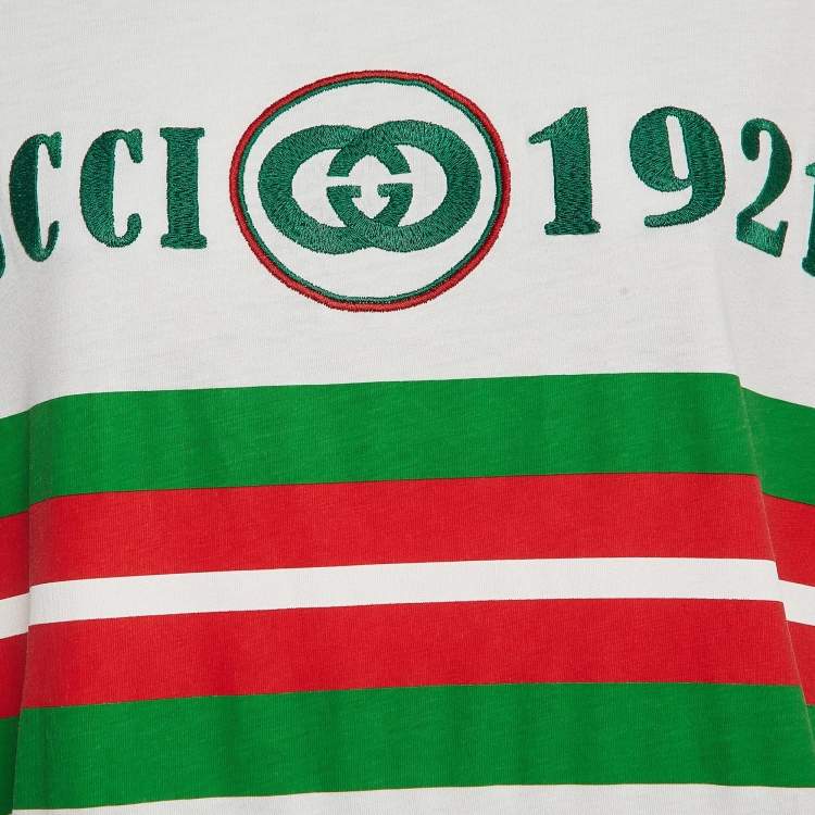 مملوكة مسبقًا Gucci White Embroidered Cotton Knit T-Shirt M