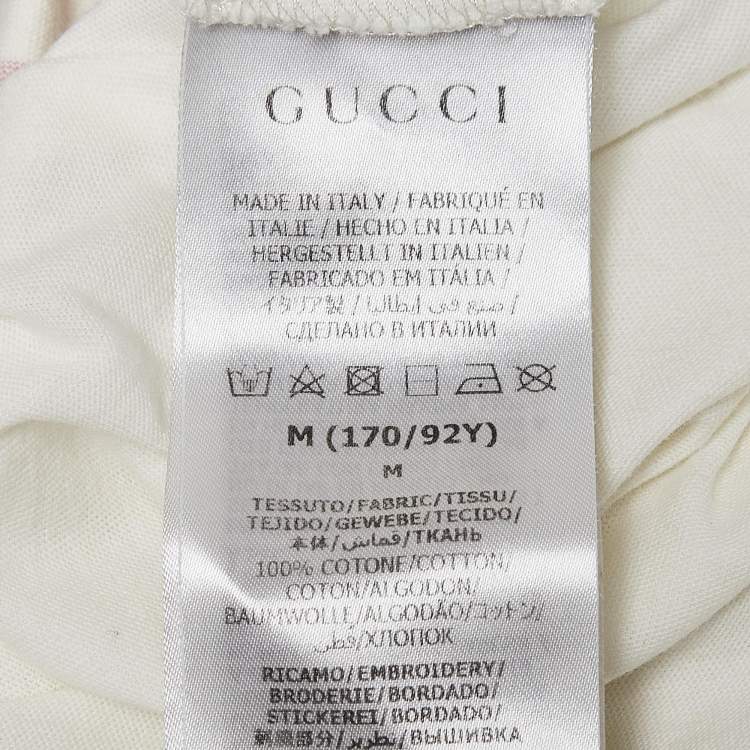 مملوكة مسبقًا Gucci White Embroidered Cotton Knit T-Shirt M