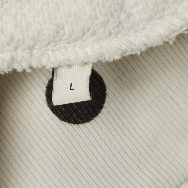 مملوكة مسبقًا Gucci White Polka Dot and Logo Print Cotton Crew Neck Sweatshirt L