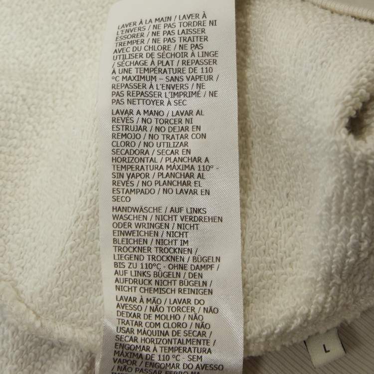 مملوكة مسبقًا Gucci White Polka Dot and Logo Print Cotton Crew Neck Sweatshirt L