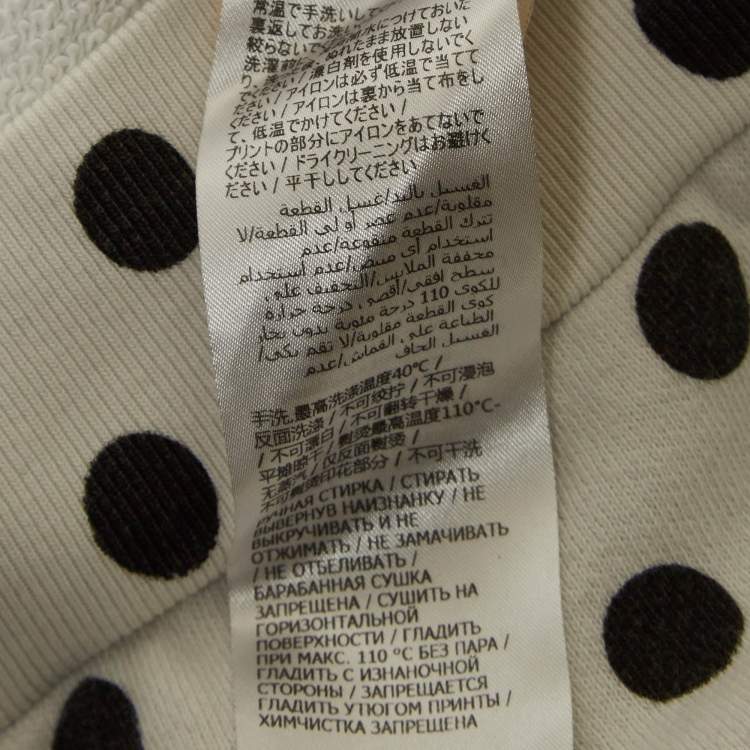 م�ملوكة مسبقًا Gucci White Polka Dot and Logo Print Cotton Crew Neck Sweatshirt L