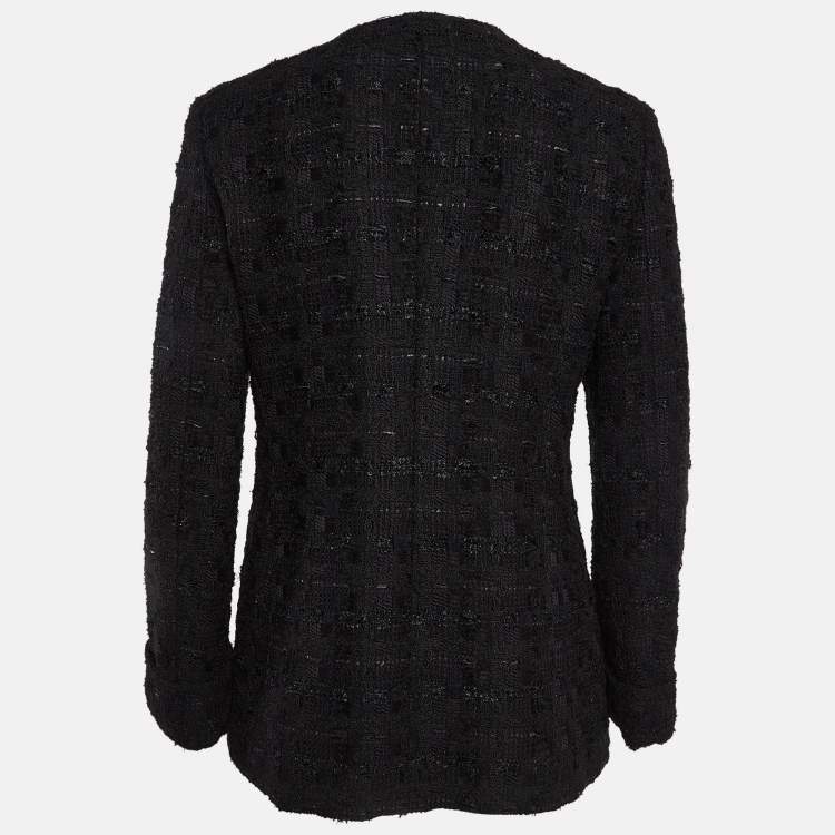 Pre Owned Gucci Black Tweed Button Front Jacket M