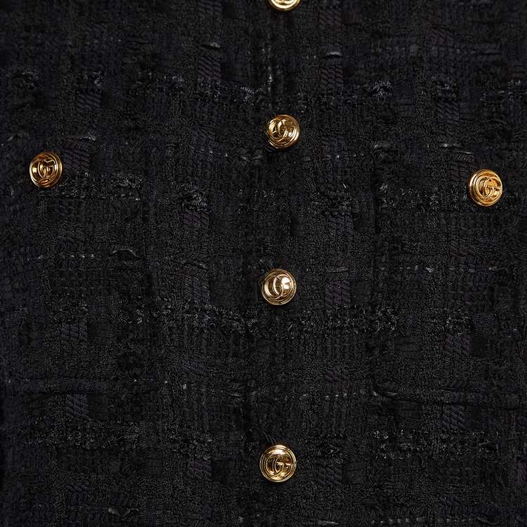Pre Owned Gucci Black Tweed Button Front Jacket M
