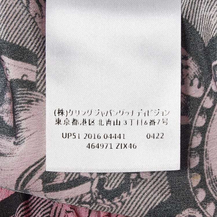 Pre Owned Gucci Pink Printed Silk Flared Trousers L